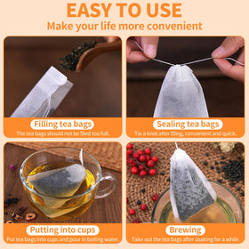 TamBee loose tea bags reusable image highlighting multiple uses.