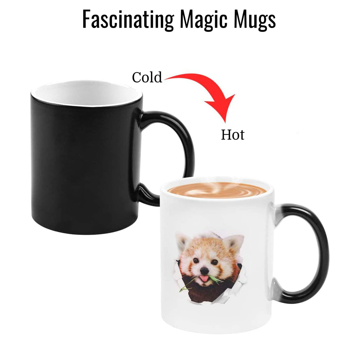TANGLONG sublimation mug with heat sensitive coating shows artwork after pour