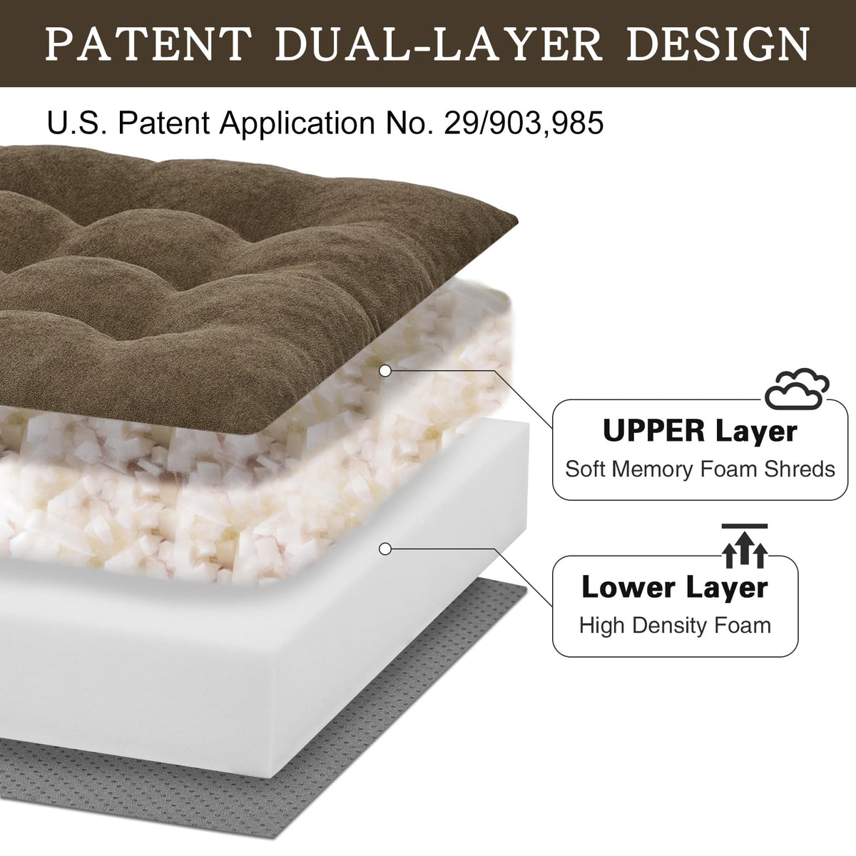 TANYOO dual-layer foam cushion contouring to the body for long-sitting comfort.