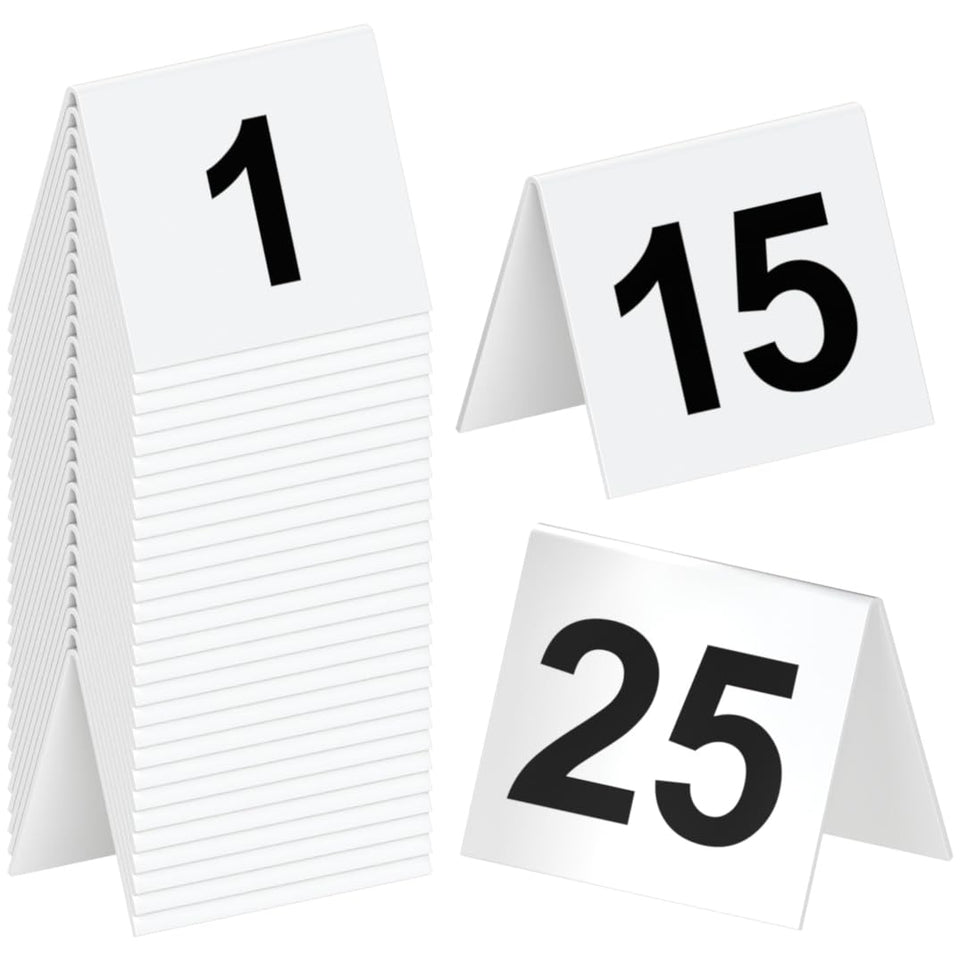 Tapix restaurant table numbers white front view for quick seating