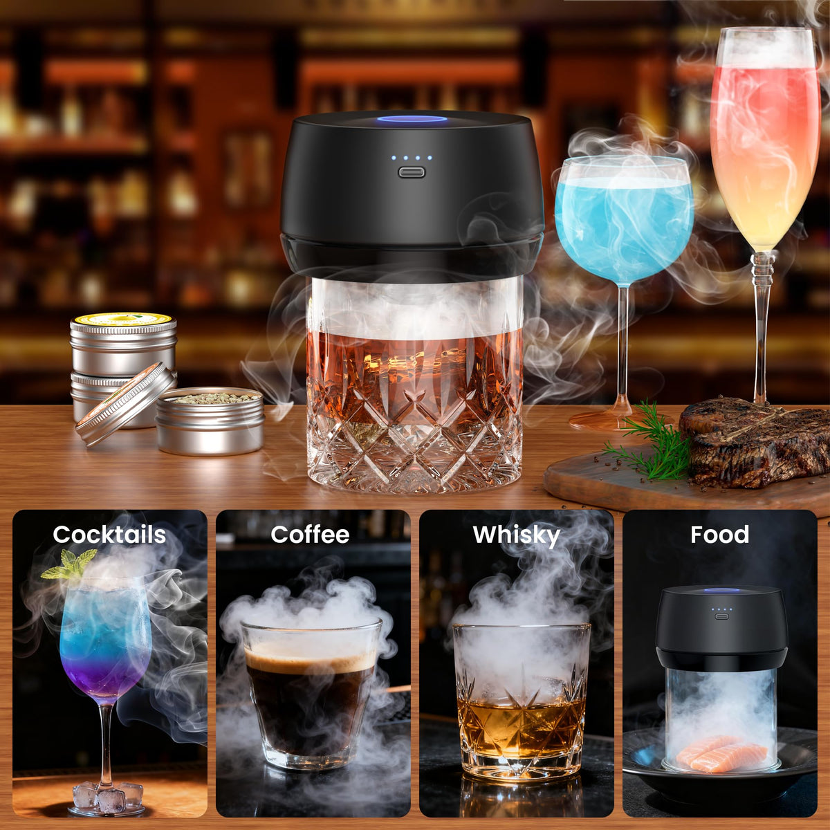 Tapsmok wide-mouth design fits most glass sizes for easy smoking.