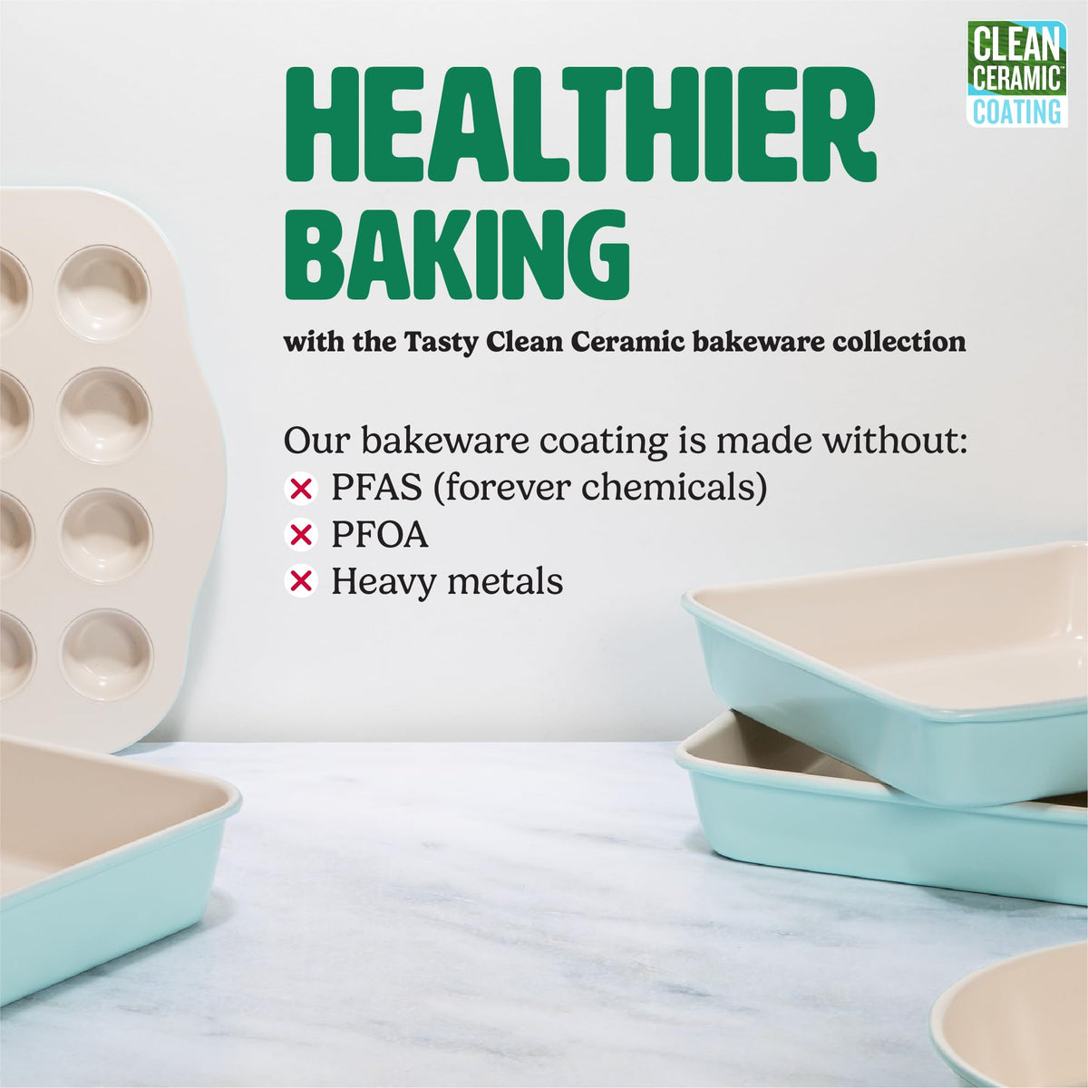 Tasty Clean Ceramic Loaf Pan Set: oven-safe design supports reliable browning.