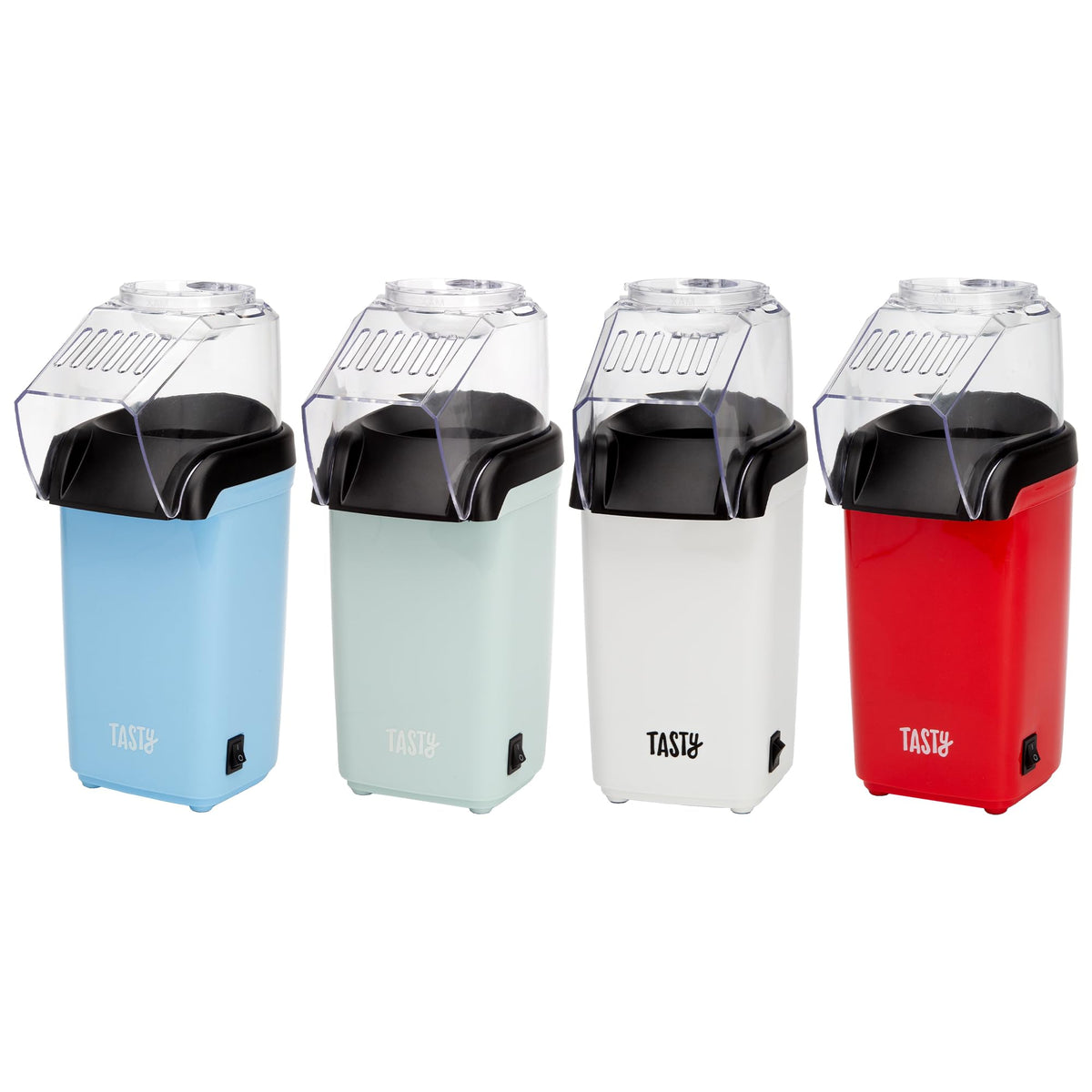 Tasty hot air popcorn popper compact storage fits small spaces.