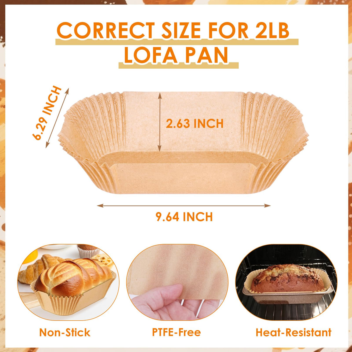 tchrules bread pan parchment liner nonstick design reduces sticking during baking.
