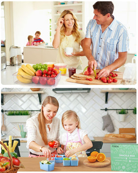 TCHZA Snackle Box eight compartments for tidy fruits, veggies, and treats.
