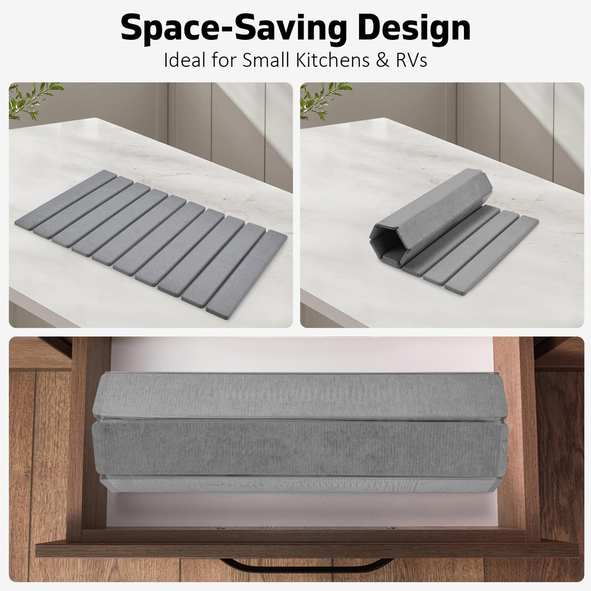 tdcokhe stone drying mat on a gray countertop with a sleek look