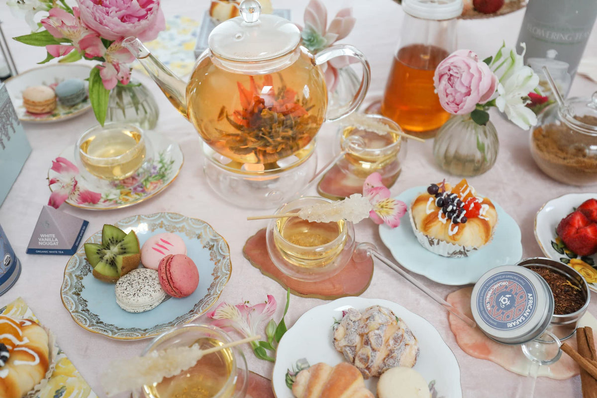 Teabloom Celebration teapot is microwave-safe for fast reheats and brewing.