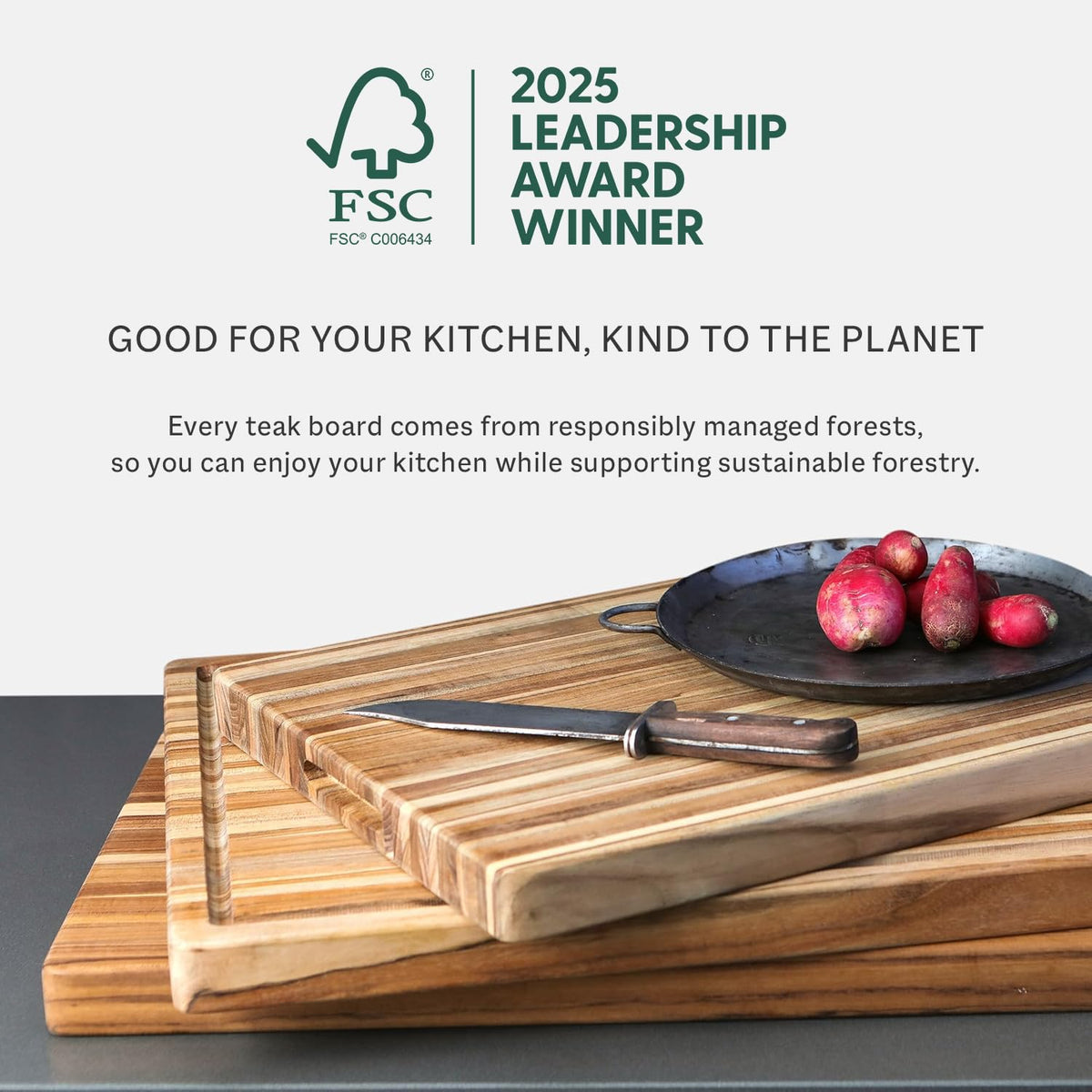 Teakhaus FSC-certified teak offers durable, moisture-resistant performance.