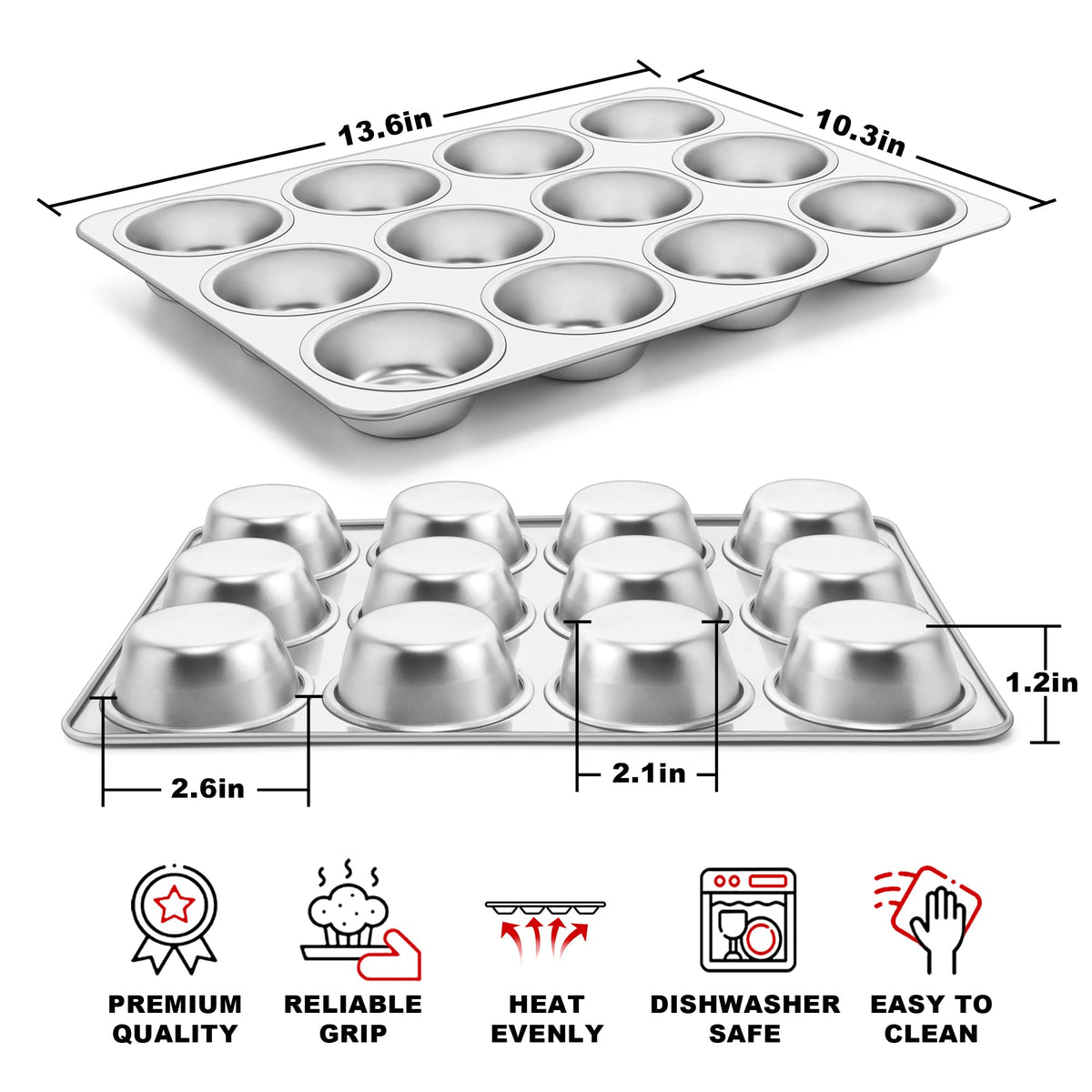 TeamFar muffin pan with welded cups preventing leaks for uniform desserts.