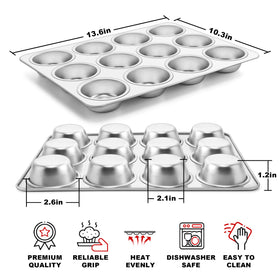 TeamFar muffin pan with welded cups preventing leaks for uniform desserts.
