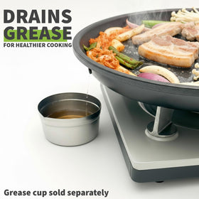 TECHEF KBBQ grill pan set up for table-top cooking with friends