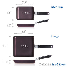TECHEF Tamagoyaki Pan induction base compatible with diverse stoves.
