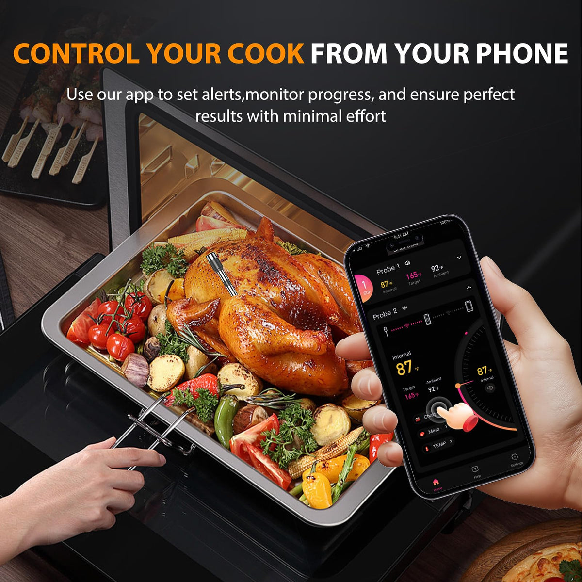 TEMMIO AI Smart Thermometer dishwasher-safe probe for easy cleanup.