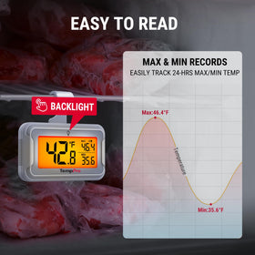 TempPro max/min record feature tracks fridge temperature fluctuations.