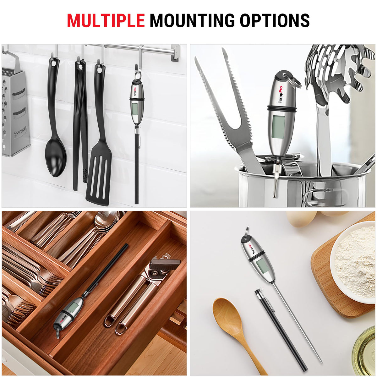 TempPro TP02S storage hole for convenient kitchen organization