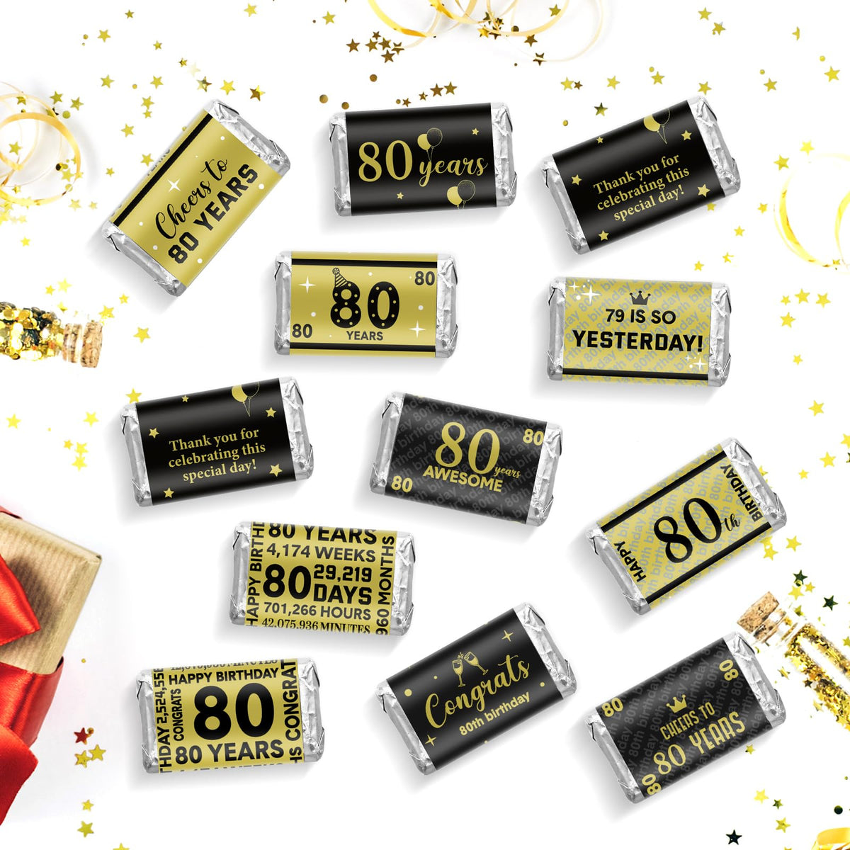 Tenare glass jar labels for 80th anniversary gifts