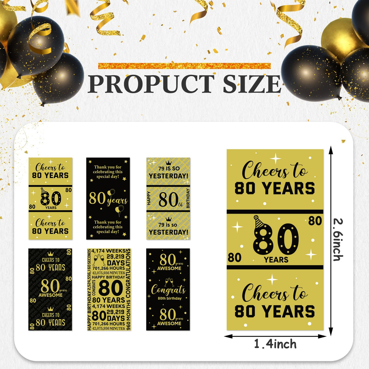 Tenare peel-and-stick candy bar labels for quick 80th birthday treats