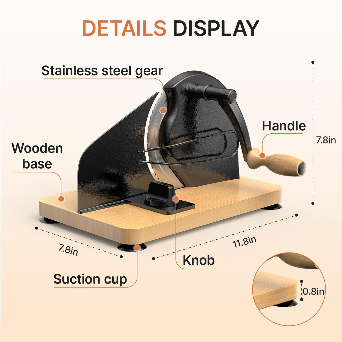 TENGIZUOHZ slicer base features a suction cup for stable countertop use.