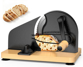 TENGIZUOHZ upgraded bread slicer with adjustable thickness dial for precise cuts.