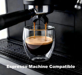 TEPLONEST clear glass espresso cup with condensation-free exterior for mess-free daily use.