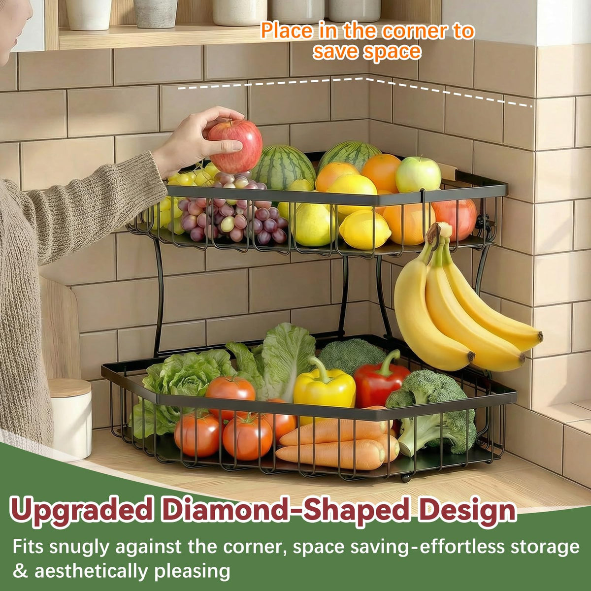 Tequie removable banana hooks promote airflow and prevent bruising.