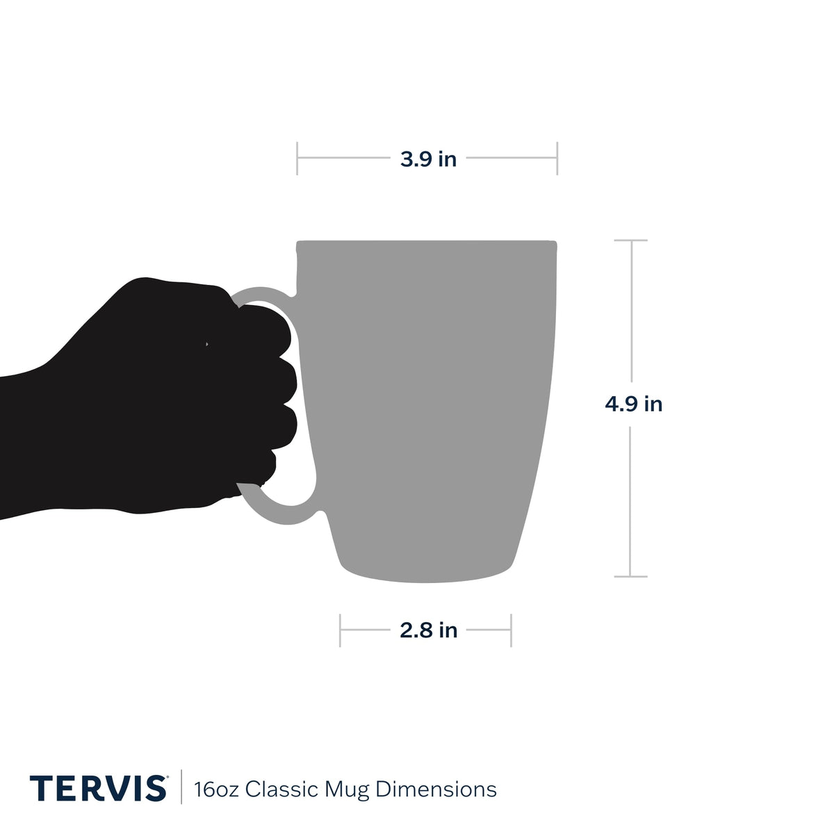 Tervis comfort handle shot showcases easy grip for daily coffee or tea.
