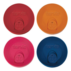 Tervis Travel Lid on a 16oz tumbler helps keep drinks cold thanks to double-wall insulation.