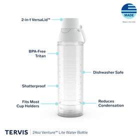 Tervis Venture Lite push-button opening enables one-handed operation.