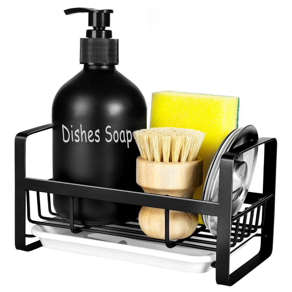 TEZZ sponge holder on stainless countertop keeps sponges neatly organized.