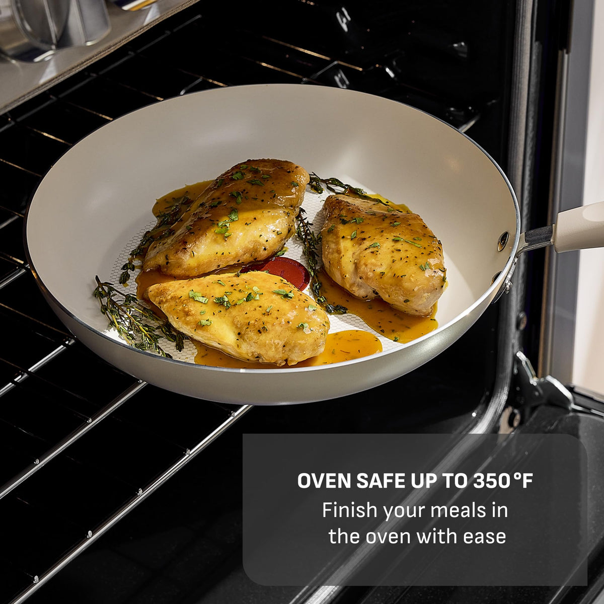 T-Fal Signature even heat base delivers even cooking.