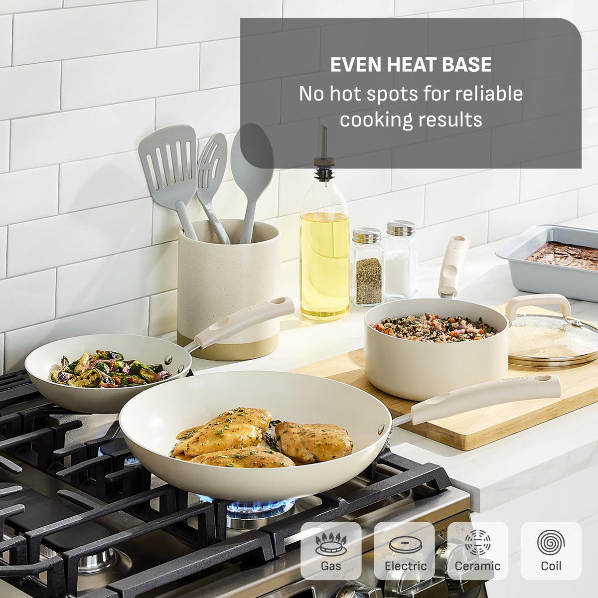 T-Fal Thermo-Spot indicator on pan signals proper preheat.