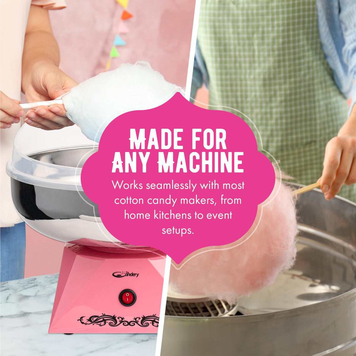 The Candery easy pour spout sugar jar demonstrating mess-free pouring
