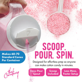 The Candery easy pour sugar image for mess-free filling.
