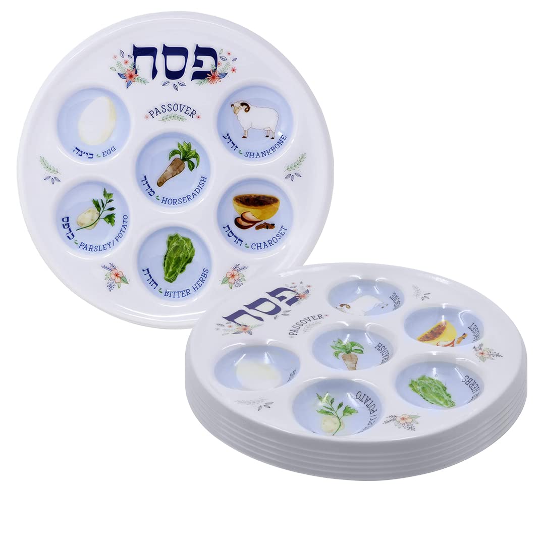 The Dreidel Company deluxe plastic seder plate is durable and easy to wipe clean