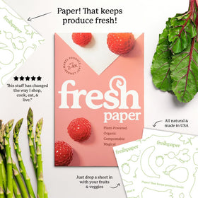 THE FRESHGLOW CO FreshPaper in a berry container slows spoilage and preserves flavor