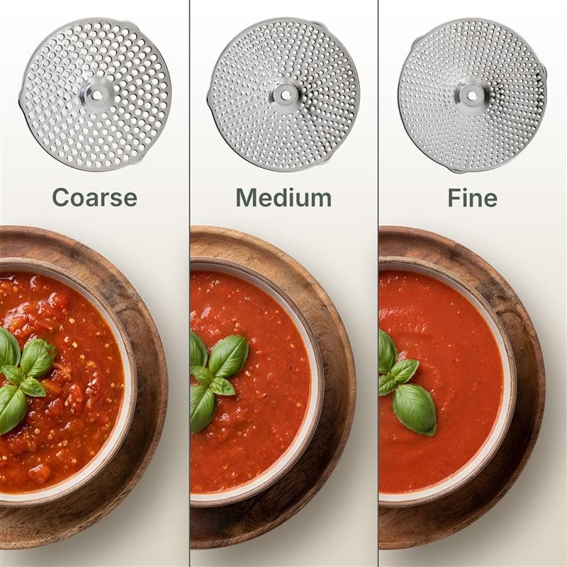The Hungry Artisan food mill with removable handles for easy storage after use.