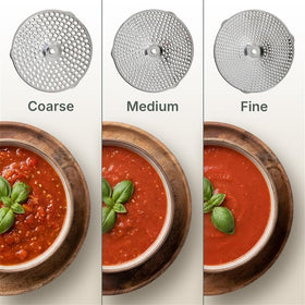 The Hungry Artisan food mill with removable handles for easy storage after use.