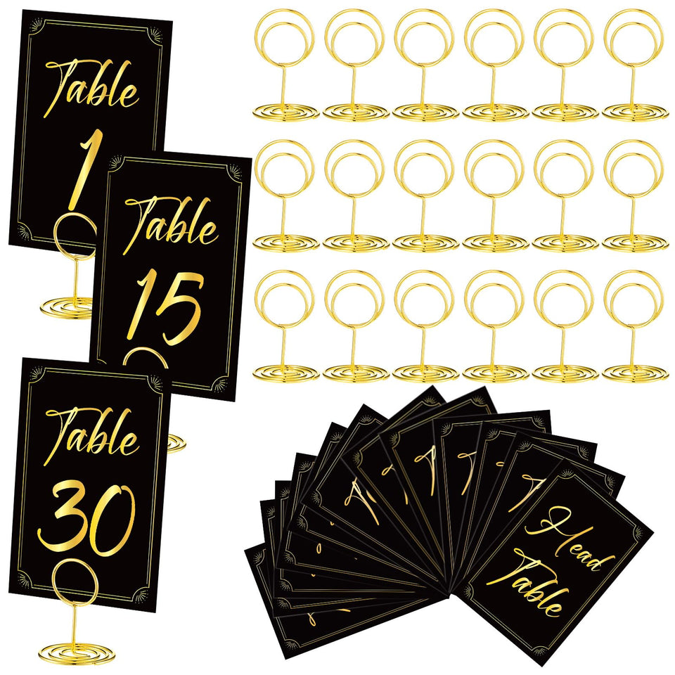 Thenshop 31-piece table number cards set with holders for elegant seating