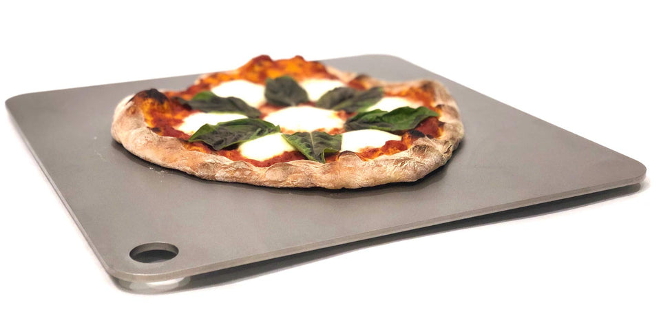 ThermiChef 16x16 pizza steel in oven-ready setup promoting even crust browning