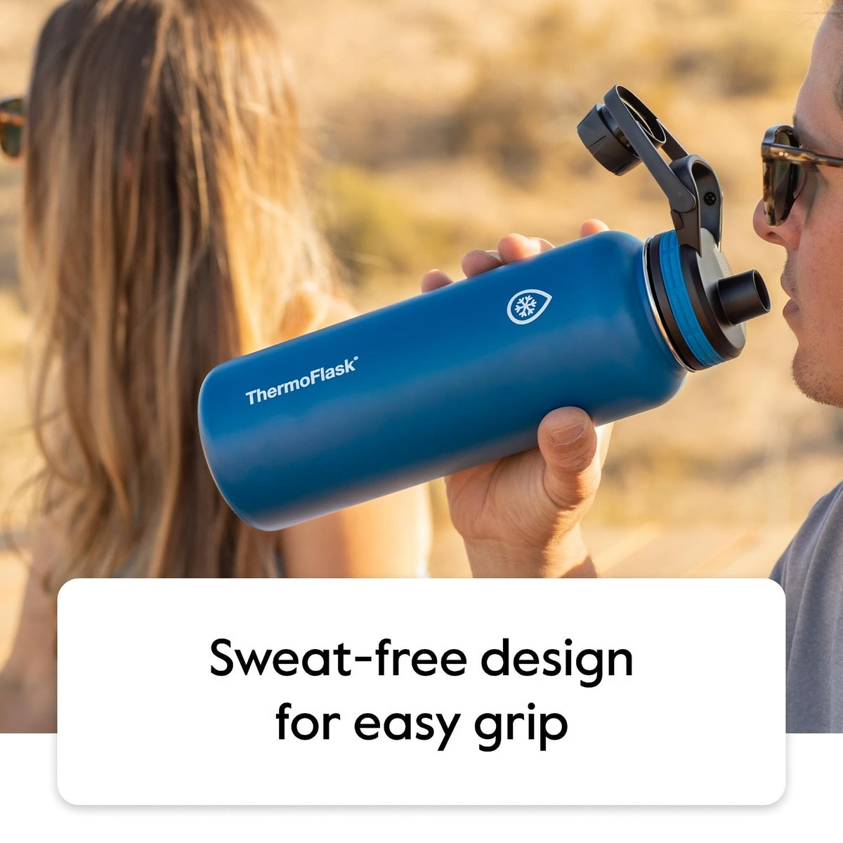 ThermoFlask 24 oz bottle leakproof lid keeps bags dry during travel.
