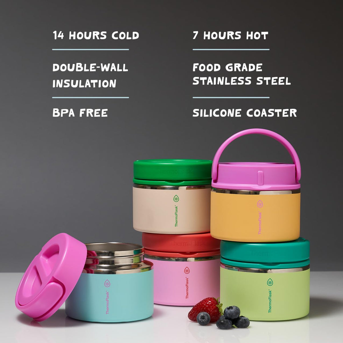 ThermoFlask food jar two-pack shows ready-to-use meal containers.