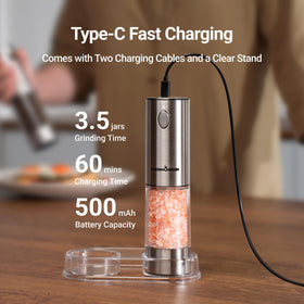 ThermoMaven grinder with different speeds for salt and pepper flavors