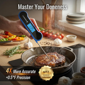 ThermoMonster temperature-lock feature keeps readings stable during handling.