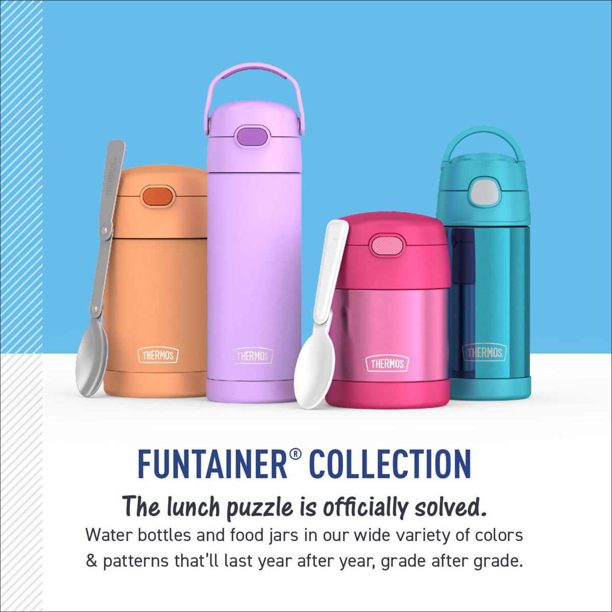 THERMOS FUNTAINER unicorn blooms push-button lid for quick sipping