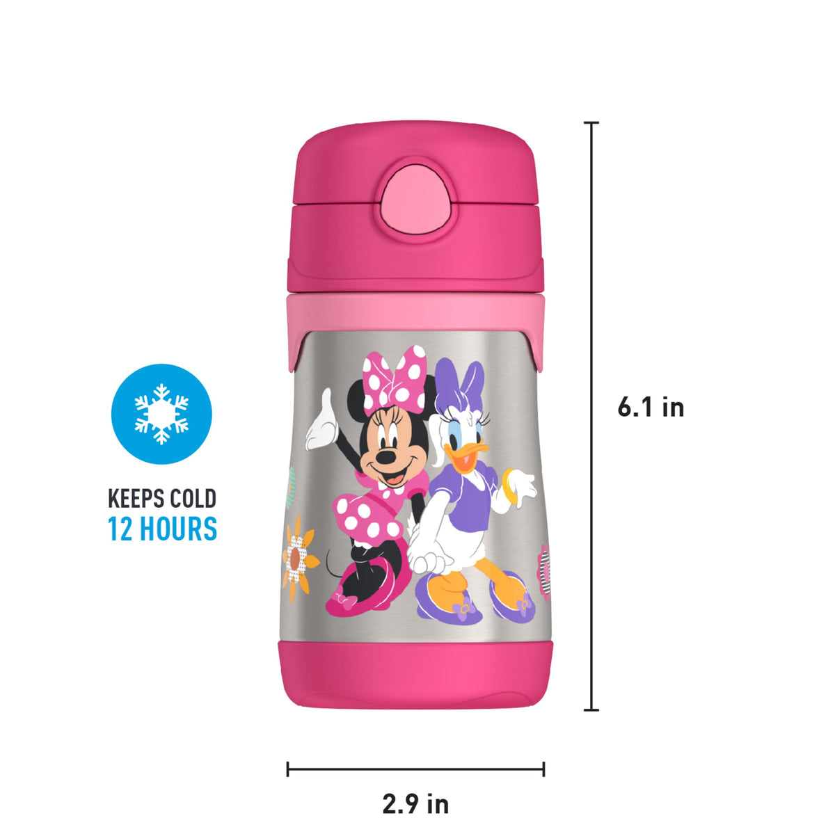 THERMOS Minnie Mouse 10oz bottle is dishwasher-safe on the top rack.