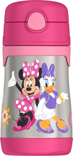 THERMOS Minnie Mouse pop-up lid close-up shows easy spill-free use.