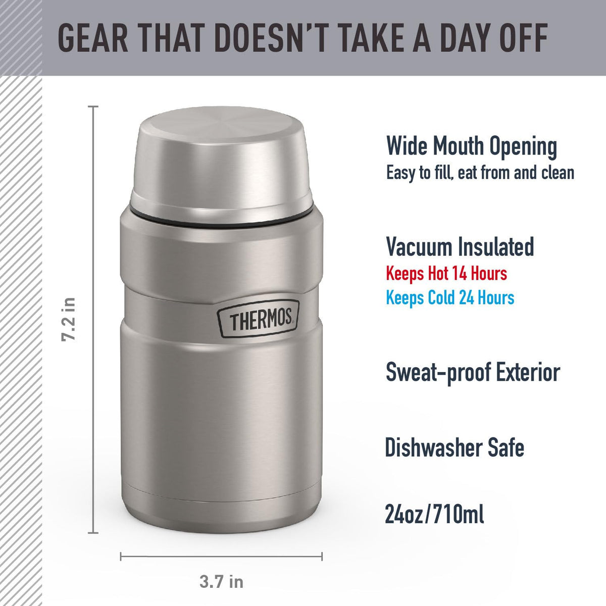 THERMOS Stainless King 24oz lid serving bowl demonstrates built-in serving option.