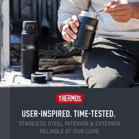 THERMOS Stainless King 24oz exterior stays cool to touch with hot contents