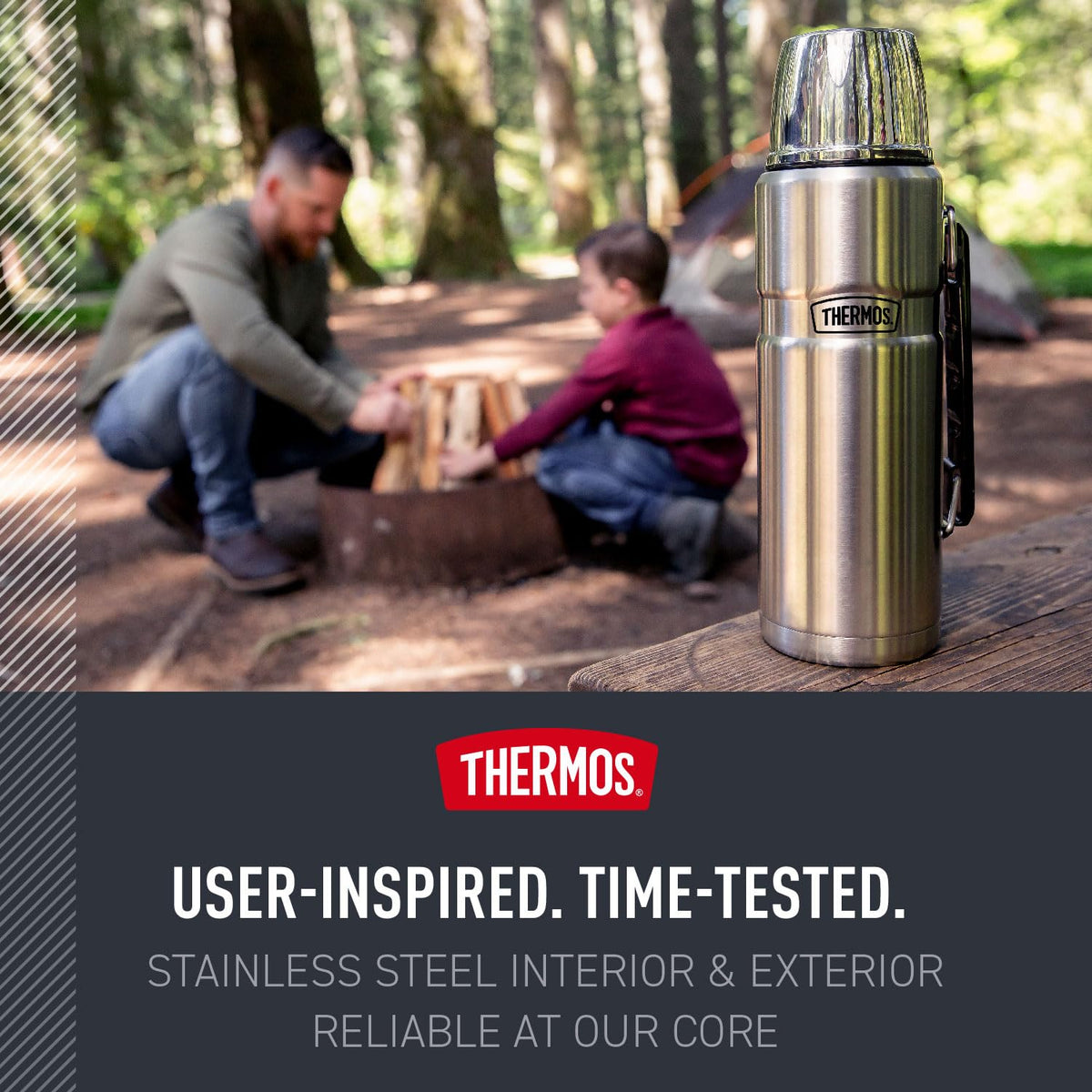 THERMOS Stainless King 40oz dishwasher-safe top rack simplifies cleaning after adventures.
