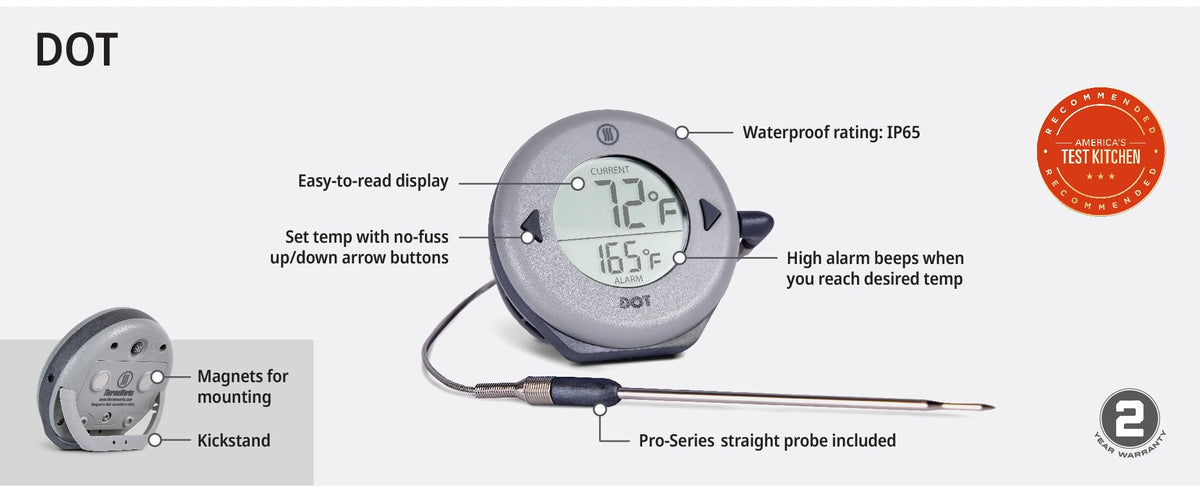 ThermoWorks DOT backlit display remains legible in any kitchen light
